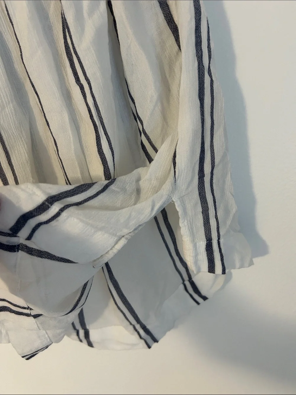 Anthropologie cloth & stone White Off-Shoulder Skirt with Navy Stripes